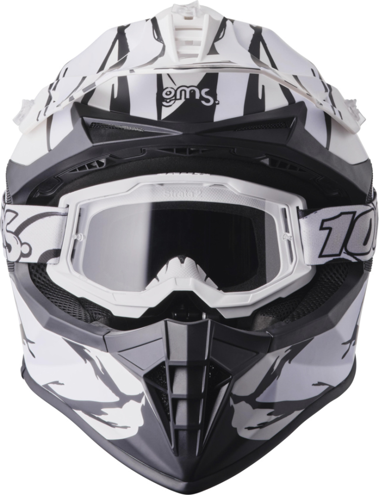 gms Motocrosshelm Fortis Graffi matt schwarz-weiss M